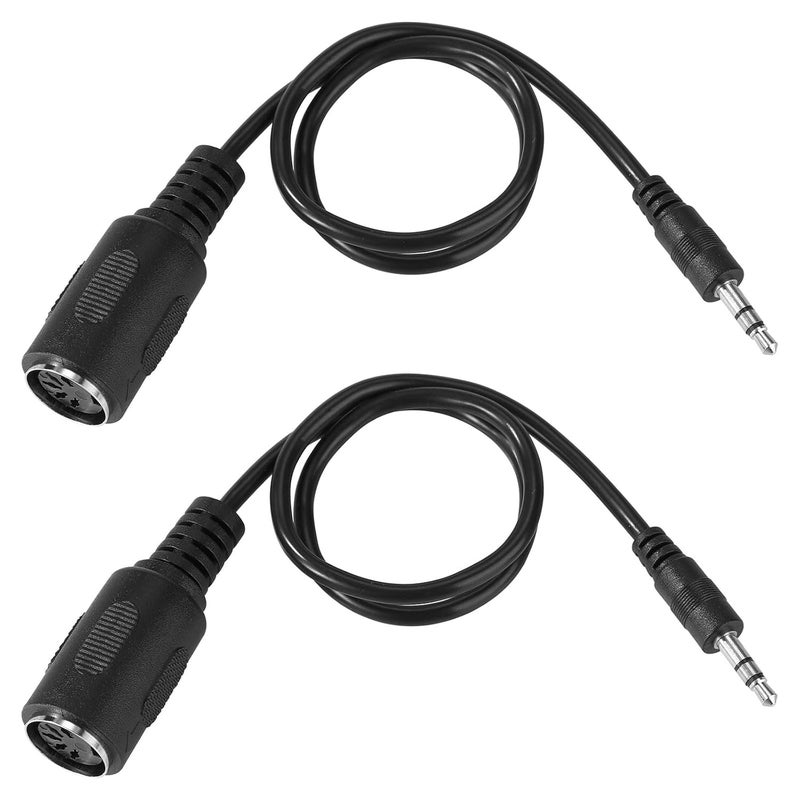 BTFO 2pcs Type-A MIDI to 3.5mm Adapter, 14" MIDI Female to TRS 3.5mm Male Breakout Cable Audio Converter for Keyboards Synths & DAWs - Image 1